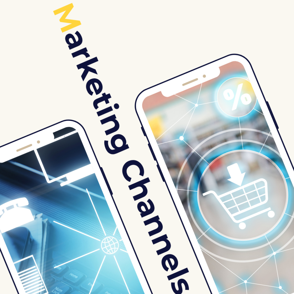 Stylized illustration representing various marketing channels concepts