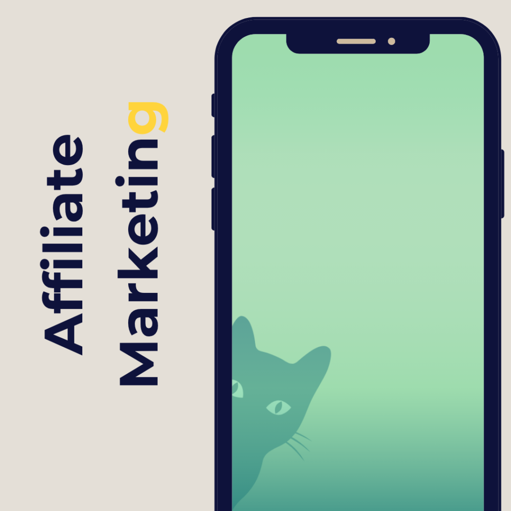 Metaphorical illustration of affiliate marketing Strategic frameworks. Text. Phone screen.