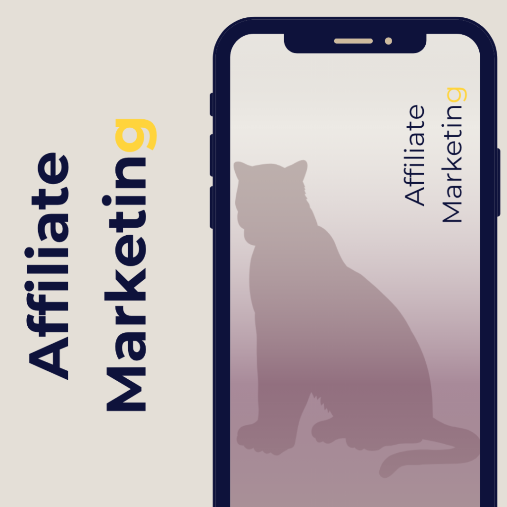 Metaphorical illustration of affiliate marketing Strategic frameworks. Text. Phone screen.